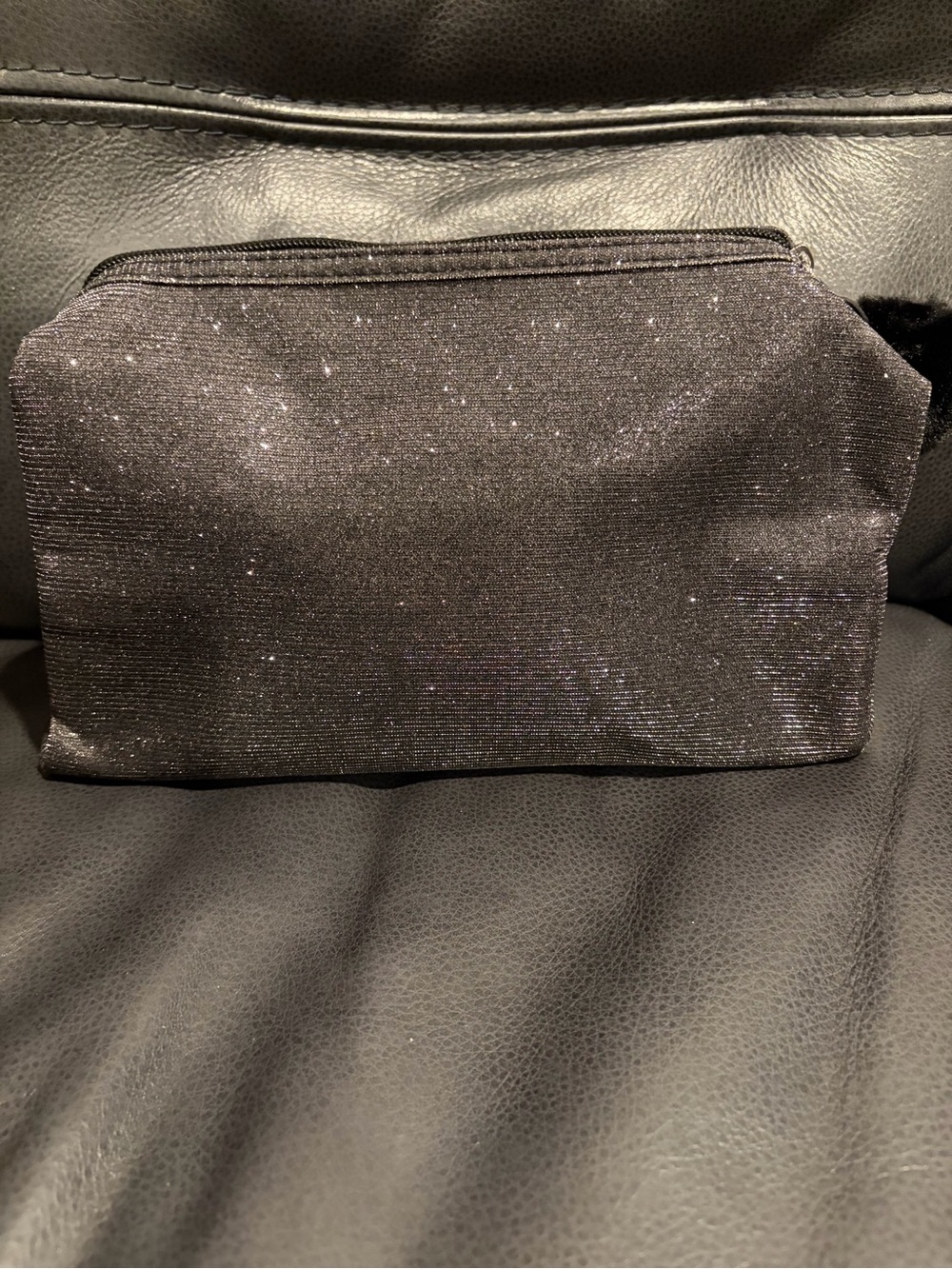 Sparkle Black Makeup Pouch with Top Zipper